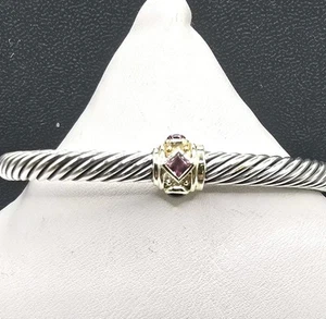 David Yurman Renaissance Bracelet with Pink Tourmaline, Rhodolite Garnet and 14k - Picture 1 of 9