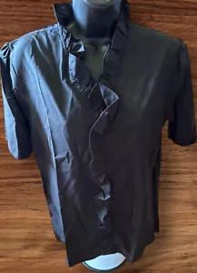 Ruffled Tops for women Medium V-Neck Dress Shirt Y2K Goth - Picture 1 of 4