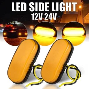 2X Yellow Side Marker LED Light Clearance Trailer Truck Van RV Waterproof 12/24V - Picture 1 of 9