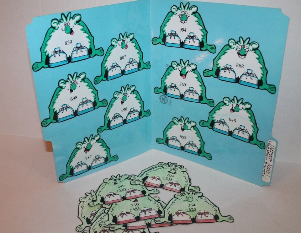 Monster Math adición de 3 dígitos con carpeta sin reagrupamiento juego grados 1-3 Foto 1 de 2