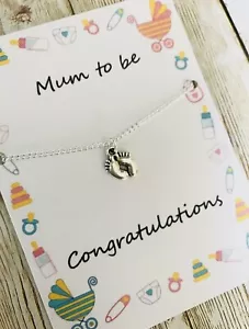 Mummy Mum To Be Pregnancy Wish Bracelet Baby Shower Gift Baby Feet Pram Pin Tag - Picture 1 of 1