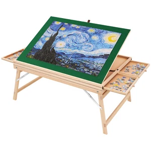 1500 Piece Puzzle Board Leg Drawer Cover Portable Adjustable Wooden Jigsaw - Picture 1 of 12