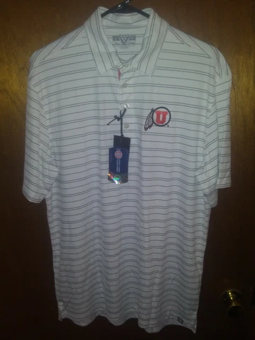 Levelwear NCAA Deion Banner Stripe Polo Golf Shirt Utah Utes Mens Medium Cover