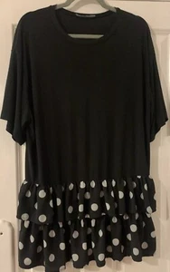 Black&Polka Dot Long Line Tunic Top Size 18 by Very NEW - Picture 1 of 3