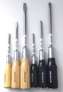 VESSEL WOOD GRIP TANG-THROUGH SCREWDRIVER 6 PIECES SET 350-SET - Picture 1 of 5