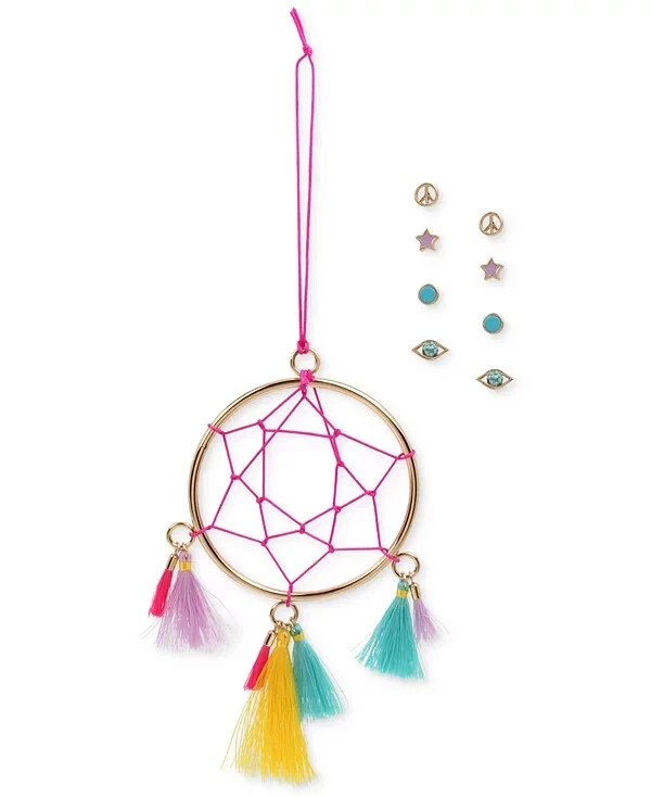 BCBGeneration 金色水晶耳钉耳环和捕梦网装饰 4 件套 — 第 1/2 张图片