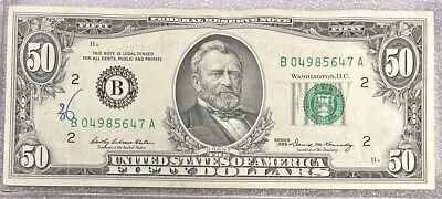 1969 New York $50 Dollar Bill Fr. 2114-B FRN B04985647A 50BL79 NICE OLD BILL! - Image 1 of 2