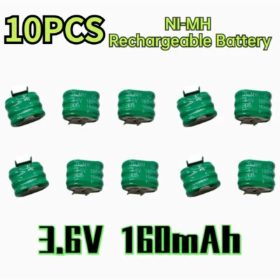 10PCS 160MAH 3.6VNi-MH Rechargeable Battery With 2 Pins/Tabs For PLC Data Backup - Image 1 of 4