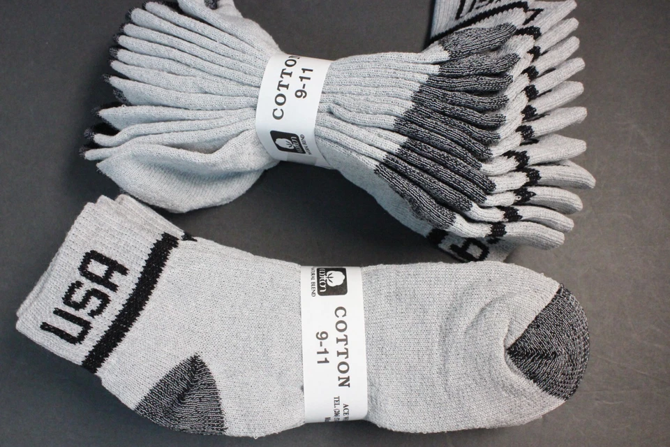 6 pares de calcetines tobilleros de algodón 9-11 grises con EE. UU. negros H/T calcetines deportivos finos para mujer Foto 1 de 4