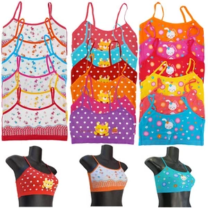 6 PK GIRL'S TRAINING BRA MULTICOLOR 3 DIFFERENT DESIGNS COTTON SPANDEX 8-12 YRS - Picture 1 of 38