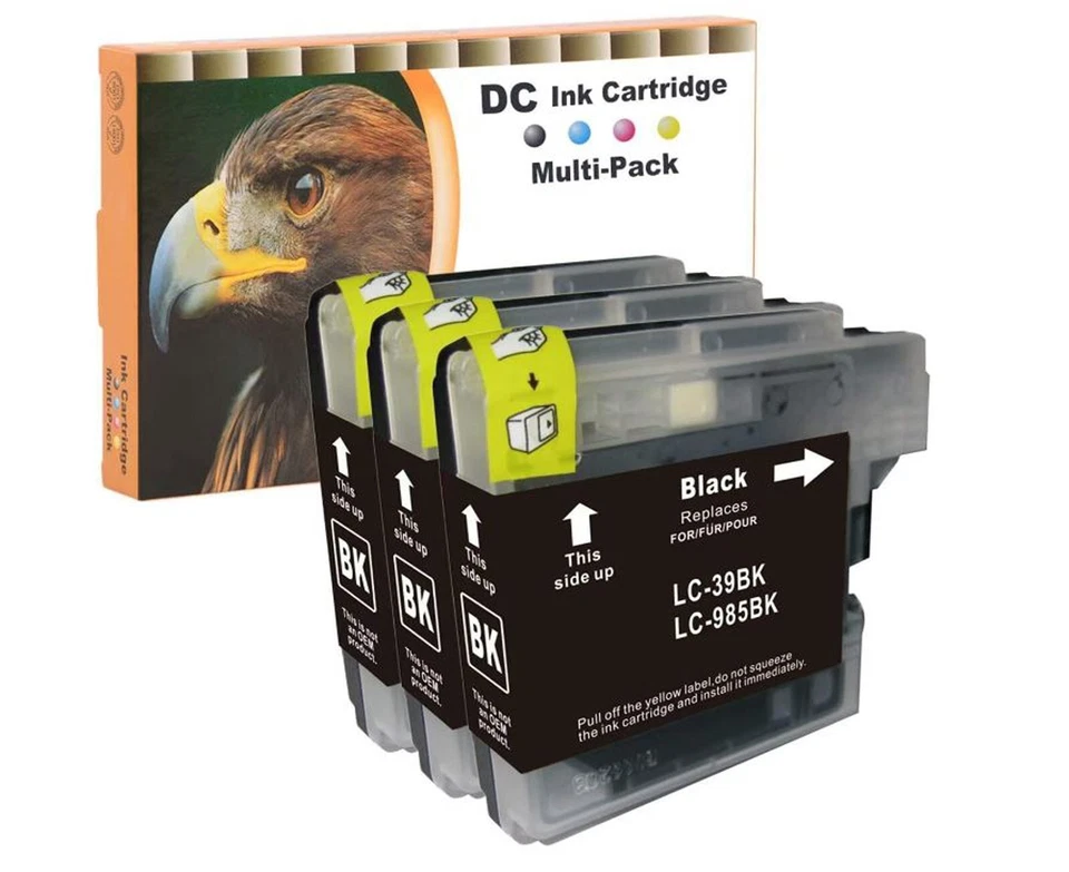 3 schwarze Patronen passend für Brother DCP-145C DCP-165C DCP-195C DCP-365CN - Bild 1 von 1