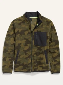 Old Navy Kid Boys Micro Fleece Camo Zip Jacket Camouflage Size Large (10-12) - Picture 1 of 2