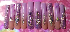Handmade 3XL Square Hard Gel Press On Nails Size Large - Picture 1 of 7