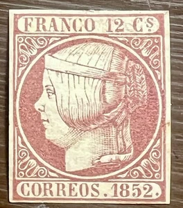 España 13 (*) Isabel II nuevo. 12 cuartos 1852 - Foto 1 di 2