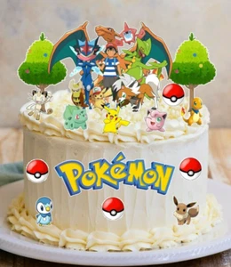 A4 Sheet POKEMON Cake Toppers Edible STAND UP Wafer Card BIRTHDAY PARTY DECOR - Picture 1 of 2