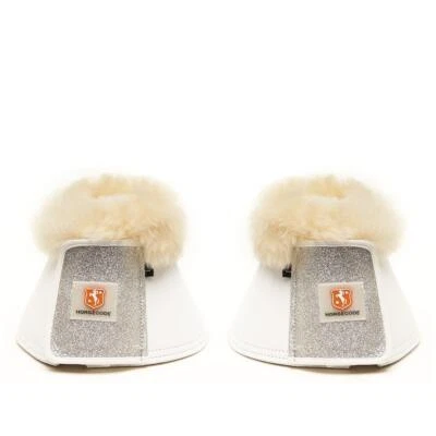 Horsecode Hufglocken white Glitter & GO S weiß Lammfell Glitzer Springglocken  - Bild 1 von 3