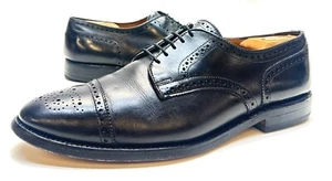 Mens Allen Edmonds Sanford Black Leather Cap Toe Oxford Dress Shoes Size 10D - Imagen 1 de 11