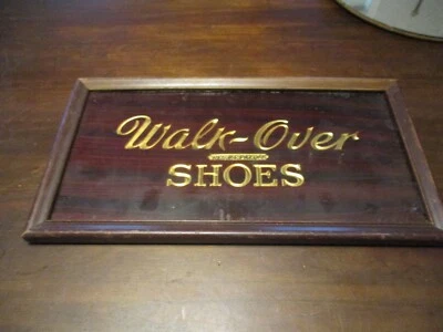 ZAPATOS REG.U.S.PAT.OFF. REVERSO ENMARCADO SOBRE CRISTAL LETRERO MADERA AÑOS 1900 RARO Foto 1 de 4