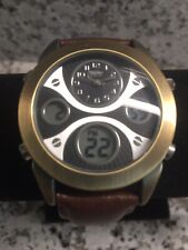 GOR Mossimo MM90070 Men's Retro Brown Genuine Leather Watch Digital & Analog New