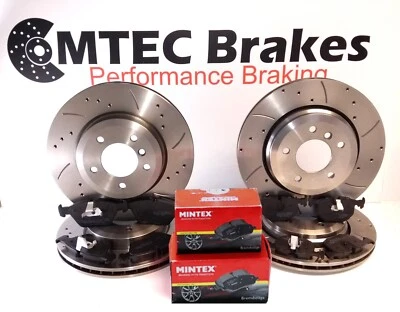 BMW E46 Cab 330Cd 330Ci 00-07 Drilled Grooved Front Rear Brake Discs Mintex Pads - Image 1 of 4
