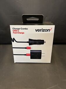 Verizon USB-C Fast Charge Wall Charger & Car Charger Combo Pack!! New!!