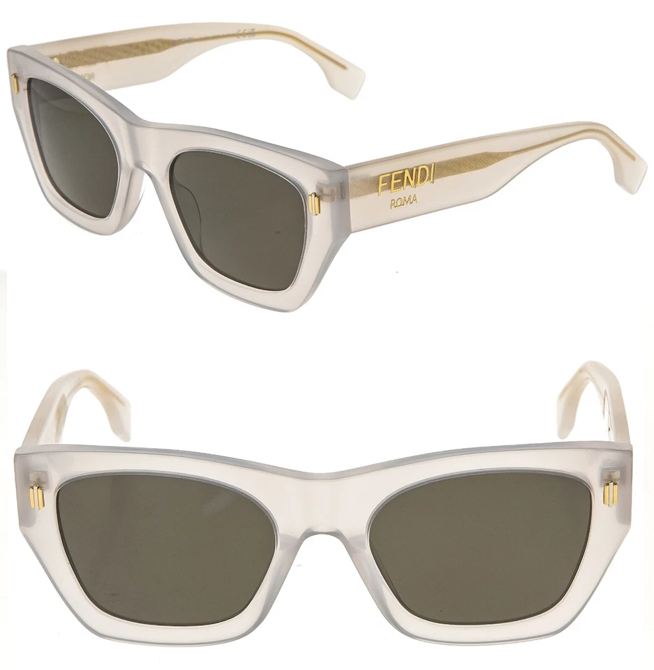 Auténticas gafas de sol Fendi Roma 40100 blancas gris perla con logotipo de moda FE40100I Foto 1 de 4