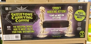 Tekky Skeletons Carrying Coffin Animated Halloween - Picture 1 of 2
