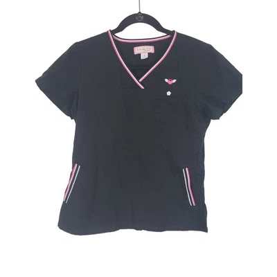 Koi медицинский скраб Топ маленький женщин черный короткий рукав пуловер карманы V шеи - Изображение 1 из 4