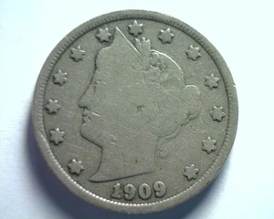 1909 LIBERTY NICKEL OTTIMO VG BELLA MONETA ORIGINALE BOBS MONETE SPEDIZIONE VELOCE 99c - Foto 1 di 2
