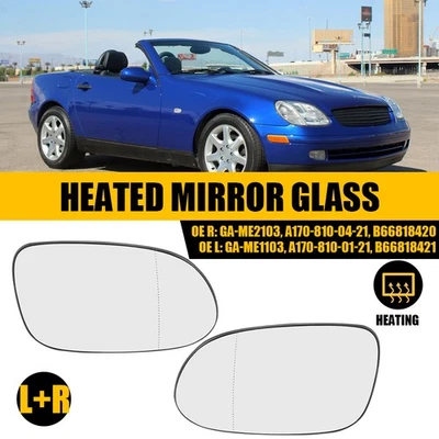 for Mercedes-Benz CLK320 Mirror CLK430 Glass w/ Backing Heated Right+Left RH LH - Image 1 of 4
