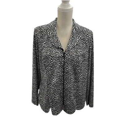 NWOT MSK Full Zip Blazer Jacket White Black Sequins Sz 1X Fitted  - Image 1 of 4