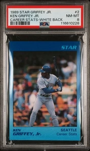 1989 Star Baseball Ken Griffey Jr. #2 RC Career Stats White Back Mariners PSA 8 - Picture 1 of 3