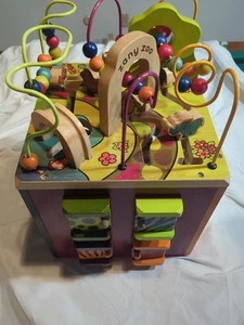 Battat Just B B You Zany Zoo Wooden Activity Cube Child’s Learning Play Center - Picture 1 of 15