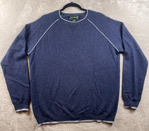 Hammacher Schlemmer Sweater Men's XL Blue 100% Cashmere Academic Preppy Classic - Picture 1 of 7