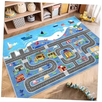 Kids Car Rug for Playroom Rugs, Road Rug for Boys and Girls Bedrooms, Washable  - Image 1 of 4