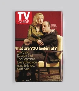 THE SOPRANOS / TONY & CARMELA - GUÍA DE TELEVISIÓN - 2""x3"" CARTEL IMÁN revista vintage - Imagen 1 de 2