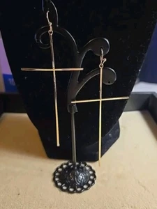 Pendientes Cruz Tono Oro 31/2" Largo ¡No Incluye Gancho! Colgante Ligero ¡Nuevo! - Imagen 1 de 7