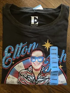 NWT Women's Licensed Elton John Soft Crewneck Band Tee Black L - Picture 1 of 1