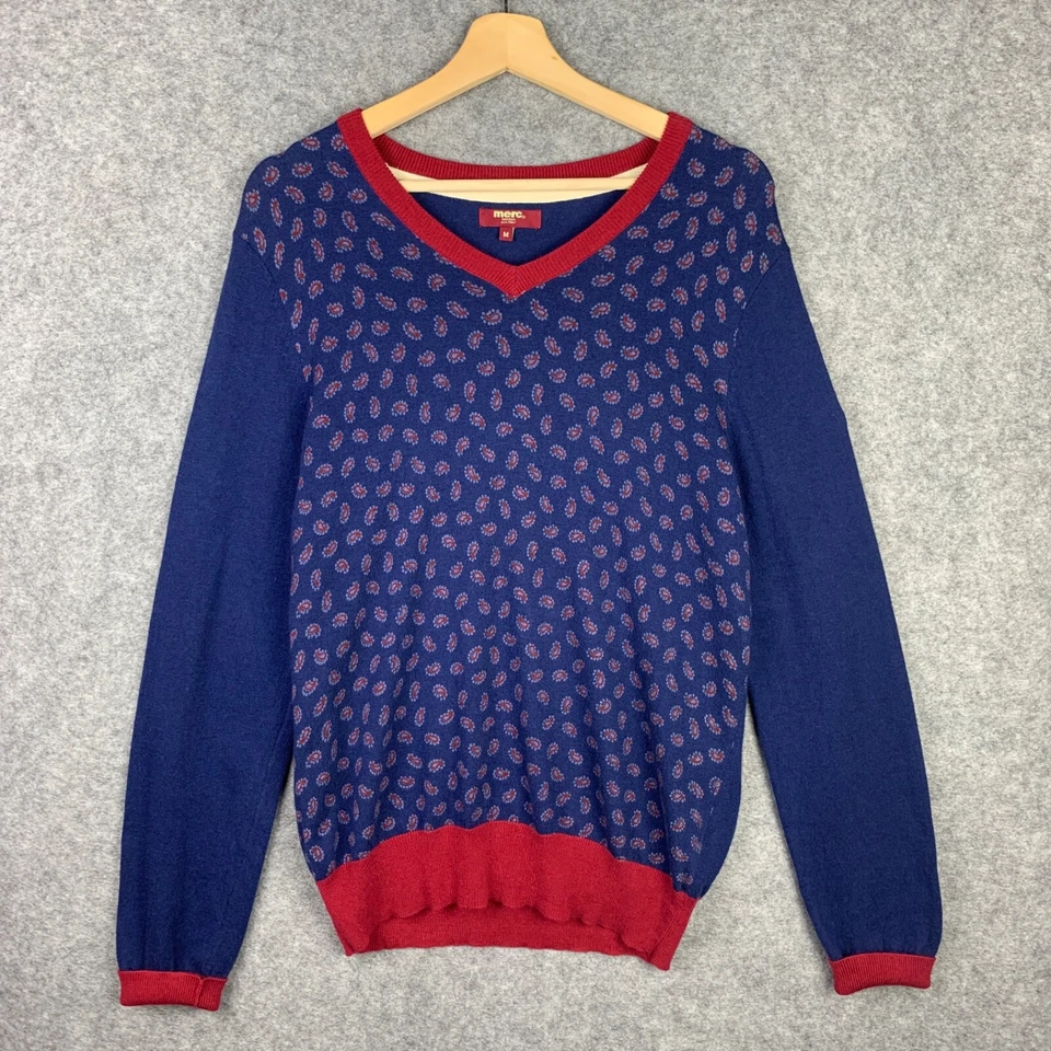 Suéter Jersey Tejido Apretado Mezcla Cachemira Diseñador Merc London Azul M Foto 1 de 4