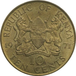 Kenya 1971 10 cents Lion Shield Mzee Jomo Kenyatta in archival holder - Picture 1 of 3