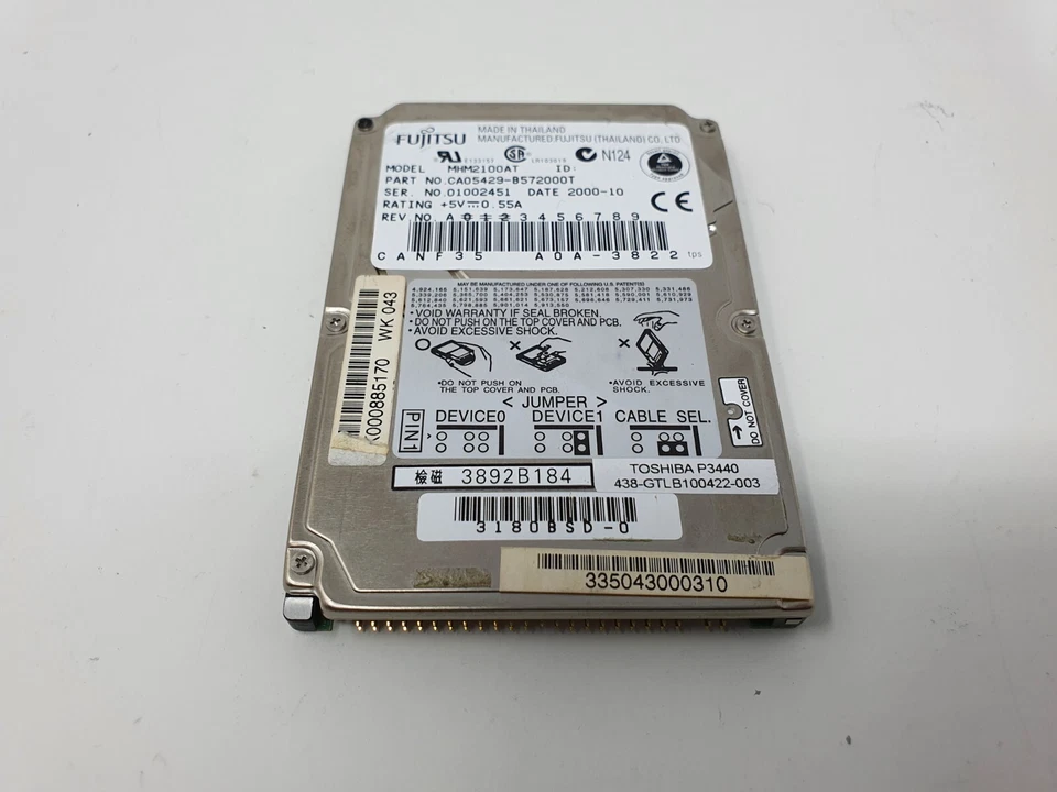 Toshiba P3440 HDD Hard Disk Drive 10GB IDE 2.5" Fujitsu MHM2100AT Genuine Item - Image 1 of 4