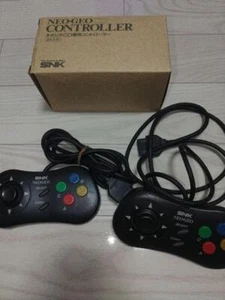 NEO GEO NeoGeo CD NG Controller SNK black 2 set wired boxed japan used tested - Picture 1 of 12
