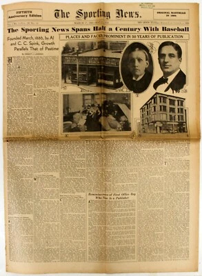 1936 SPORTING NEWS BASEBALL MAGAZINE ORIGINAL 90th Anniversary 5 21 1936 - Image 1 of 4