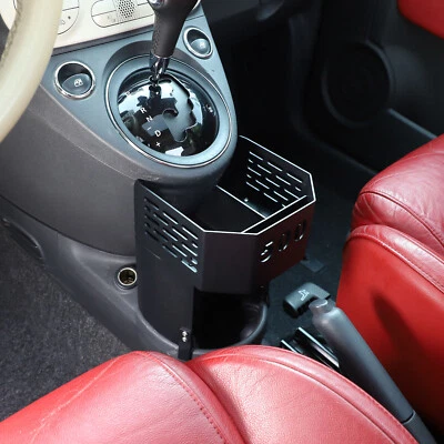 Center Console Expansion Cup Holder Trim For Fiat 500 2007-15 Black Accessories - Image 1 of 4