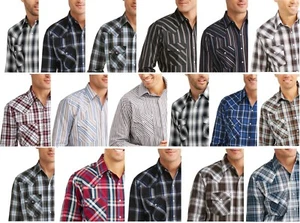 Plains Western Big Men's Long Sleeve Plaid Shirt (S, L, 2XL, 3XL, 4XL) - Picture 1 of 54