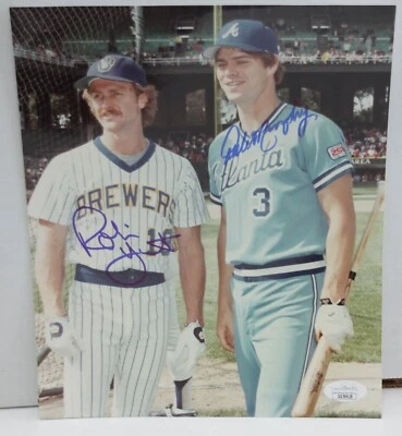 SIGNED ROBIN YOUNT DALE MURPHY 8x10 PHOTO JSA COA AUTO HOF BREWERS BRAVES - Image 1 of 2