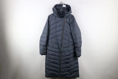Lands End Womens Medium Blank Full Length Hooded Duck Down Puffer Jacket Gray - Image 1 of 4