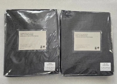 West Elm Pole Pocket European Flax Linen 2-Curtains 48" x 108" Graphite - Image 1 of 3