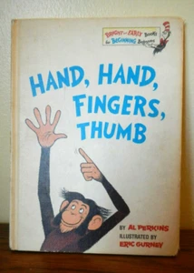 Hand Hand Fingers Thumb Book Hardcover 1969 Dr Seuss Al Perkins Eric Gurney - Picture 1 of 6