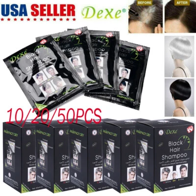 10-50x Instant DEXE Champú Color Cabello Negro Tinte para Cabello Negro en 5 Min Fácil Uso Foto 1 de 4